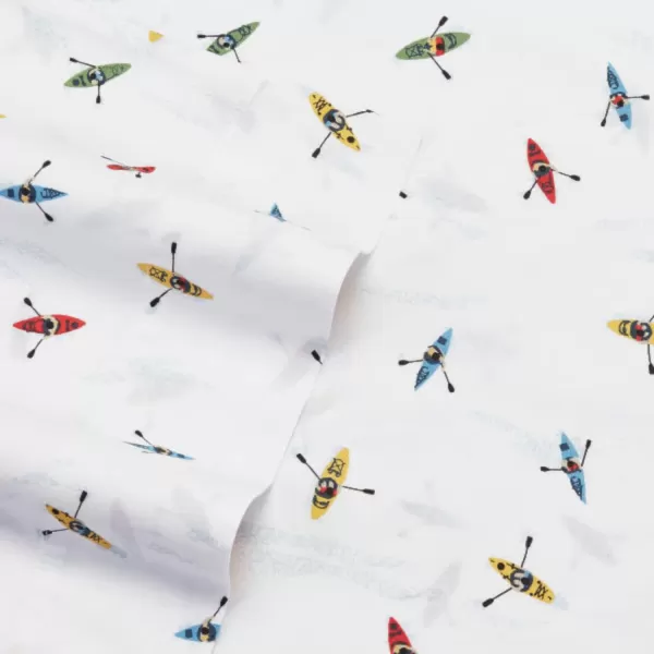 imageEddie Bauer  Full Sheets Cotton Percale Bedding Set Crisp amp Cool Home Decor Eddies Oar Blue FullFull Kayaks WhiteBlueRed