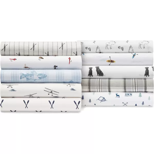 imageEddie Bauer  Full Sheets Cotton Percale Bedding Set Crisp amp Cool Home Decor Eddies Oar Blue FullFull Labrador Fields WhiteBlackRed