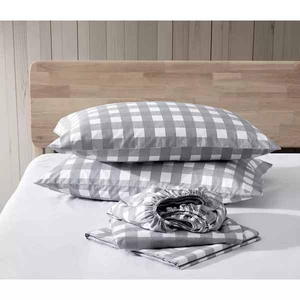 imageEddie Bauer  Full Sheets Cotton Percale Bedding Set Crisp amp Cool Home Decor Eddies Oar Blue FullFull Lakehouse Plaid GreyWhite