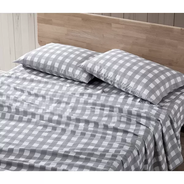 imageEddie Bauer  Full Sheets Cotton Percale Bedding Set Crisp amp Cool Home Decor Eddies Oar Blue FullFull Lakehouse Plaid GreyWhite