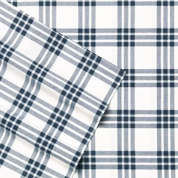imageEddie Bauer  Full Sheets Cotton Percale Bedding Set Crisp amp Cool Home Decor Eddies Oar Blue FullFull Plaid NavyWhite