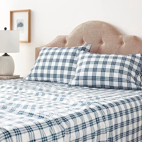 imageEddie Bauer  Full Sheets Cotton Percale Bedding Set Crisp amp Cool Home Decor Eddies Oar Blue FullFull Plaid NavyWhite