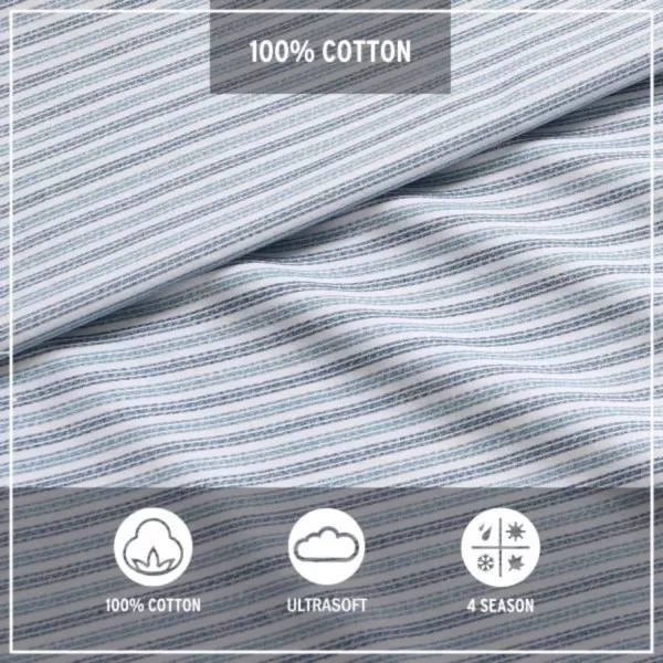 imageEddie Bauer  Full Sheets Cotton Percale Bedding Set Crisp amp Cool Home Decor Eddies Oar Blue FullFull Ticking Stripe BlueWhite