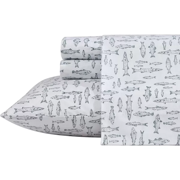 imageEddie Bauer  Full Sheets Cotton Percale Bedding Set Crisp amp Cool Home Decor Eddies Oar Blue FullKing Albright Hill GreenWhite