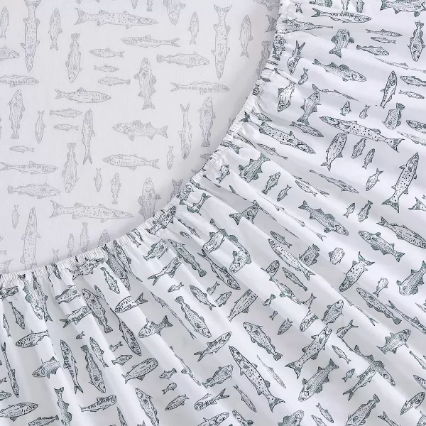 imageEddie Bauer  Full Sheets Cotton Percale Bedding Set Crisp amp Cool Home Decor Eddies Oar Blue FullKing Albright Hill GreenWhite