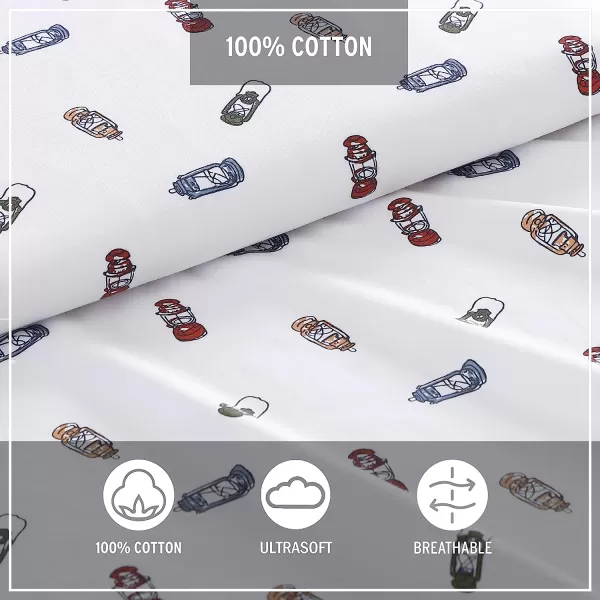 imageEddie Bauer  Full Sheets Cotton Percale Bedding Set Crisp amp Cool Home Decor Eddies Oar Blue FullKing Explore Lantern WhiteBlueGreen