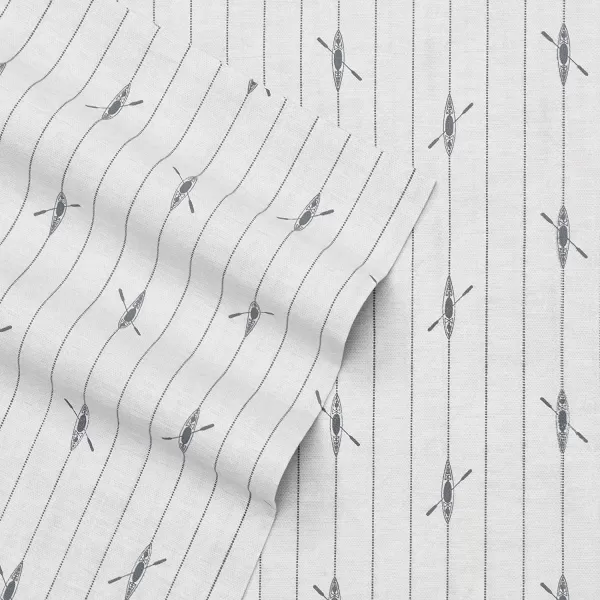 imageEddie Bauer  Full Sheets Cotton Percale Bedding Set Crisp amp Cool Home Decor Eddies Oar Blue FullKing Grey White