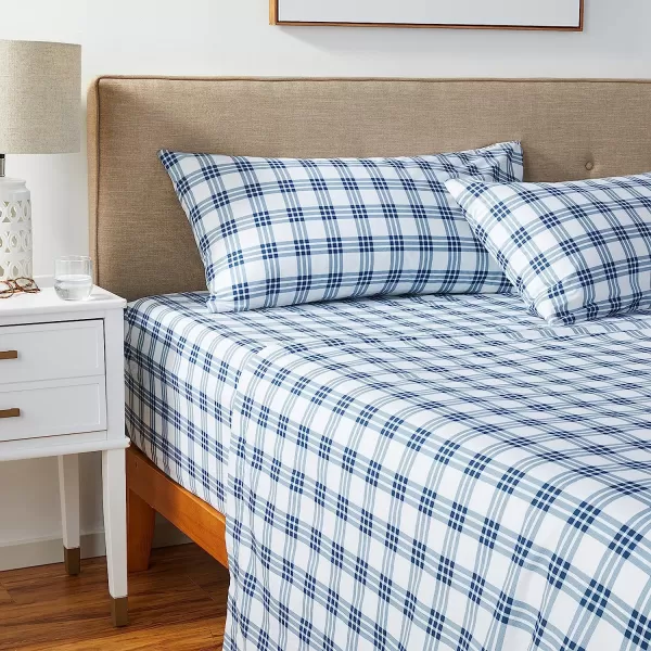 imageEddie Bauer  Full Sheets Cotton Percale Bedding Set Crisp amp Cool Home Decor Eddies Oar Blue FullKing Plaid NavyWhite