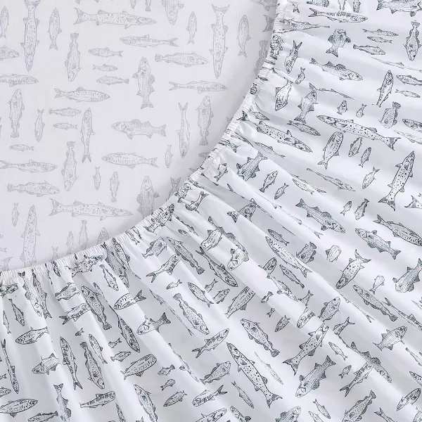 imageEddie Bauer  Full Sheets Cotton Percale Bedding Set Crisp amp Cool Home Decor Eddies Oar Blue FullQueen Albright Hill GreenWhite
