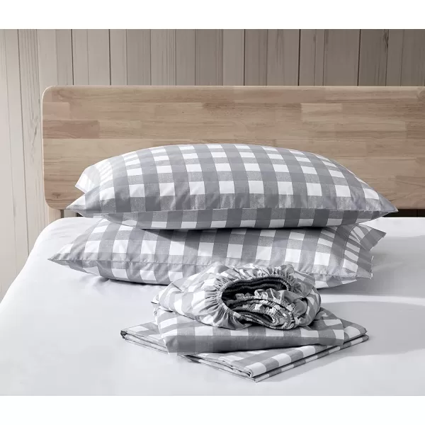 imageEddie Bauer  Full Sheets Cotton Percale Bedding Set Crisp amp Cool Home Decor Eddies Oar Blue FullQueen Lakehouse Plaid GreyWhite