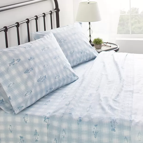 imageEddie Bauer  Full Sheets Cotton Percale Bedding Set Crisp amp Cool Home Decor Eddies Oar Blue FullQueen Methow Plaid BlueWhite