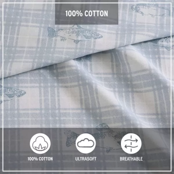 imageEddie Bauer  Full Sheets Cotton Percale Bedding Set Crisp amp Cool Home Decor Eddies Oar Blue FullQueen Methow Plaid BlueWhite