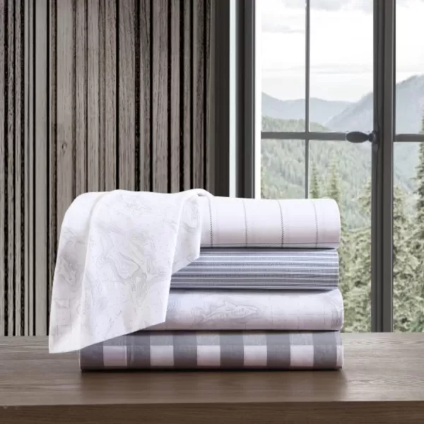 imageEddie Bauer  Full Sheets Cotton Percale Bedding Set Crisp amp Cool Home Decor Eddies Oar Blue FullQueen Northern Plaid WhiteGrey