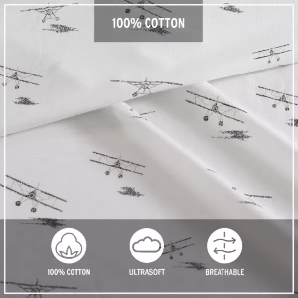 imageEddie Bauer  Full Sheets Cotton Percale Bedding Set Crisp amp Cool Home Decor Eddies Oar Blue FullQueen Sea Planes WhiteRedBlue