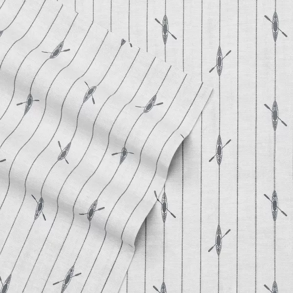 imageEddie Bauer  Full Sheets Cotton Percale Bedding Set Crisp amp Cool Home Decor Eddies Oar Blue FullTwin Downstream Light GreyGrey