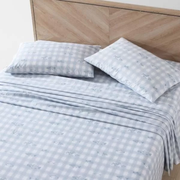 imageEddie Bauer  Full Sheets Cotton Percale Bedding Set Crisp amp Cool Home Decor Eddies Oar Blue FullTwin Methow Plaid Blue