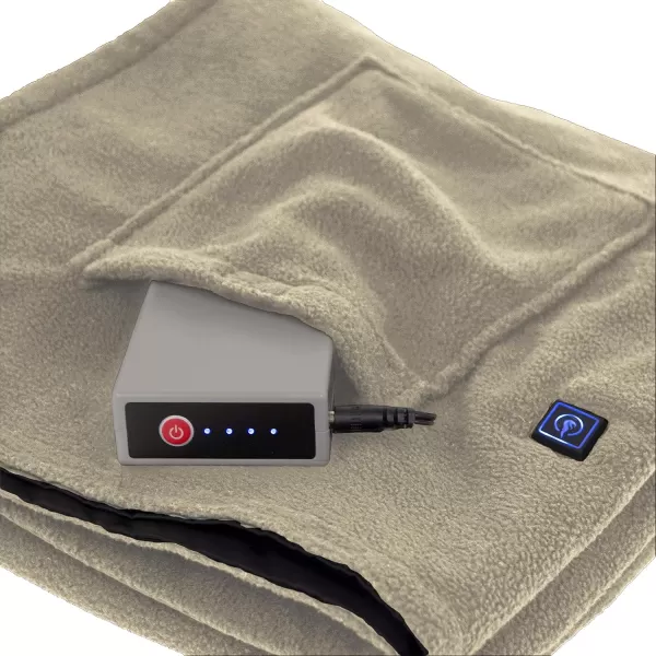 imageEddie Bauer  Heated Throw Blanket Water Resistant Throw with Warming Pocket  Rechargeable Battery Weather Smart Fleece for Travel Camping and Outdoor Use BlackKhakiBlack