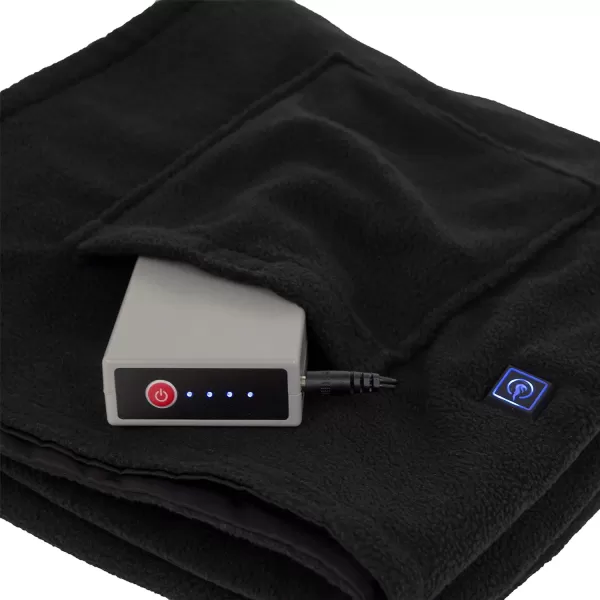 imageEddie Bauer  Heated Throw Blanket Water Resistant Throw with Warming Pocket  Rechargeable Battery Weather Smart Fleece for Travel Camping and Outdoor Use BlackBlack