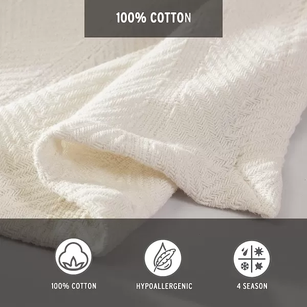 imageEddie Bauer  King Blanket Lightweight Cotton Bedding Home Decor for All Seasons Herringbone Chrome KingKing Bone