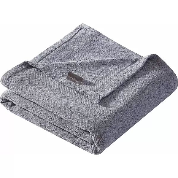 imageEddie Bauer  King Blanket Lightweight Cotton Bedding Home Decor for All Seasons Herringbone Chrome KingKing Chrome