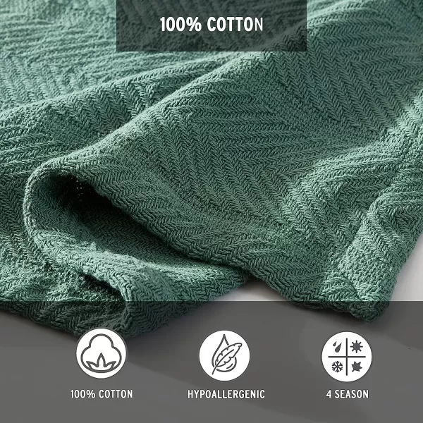 imageEddie Bauer  King Blanket Lightweight Cotton Bedding Home Decor for All Seasons Herringbone Chrome KingKing Green