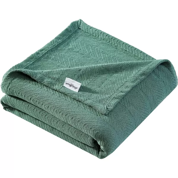 imageEddie Bauer  King Blanket Lightweight Cotton Bedding Home Decor for All Seasons Herringbone Chrome KingKing Green
