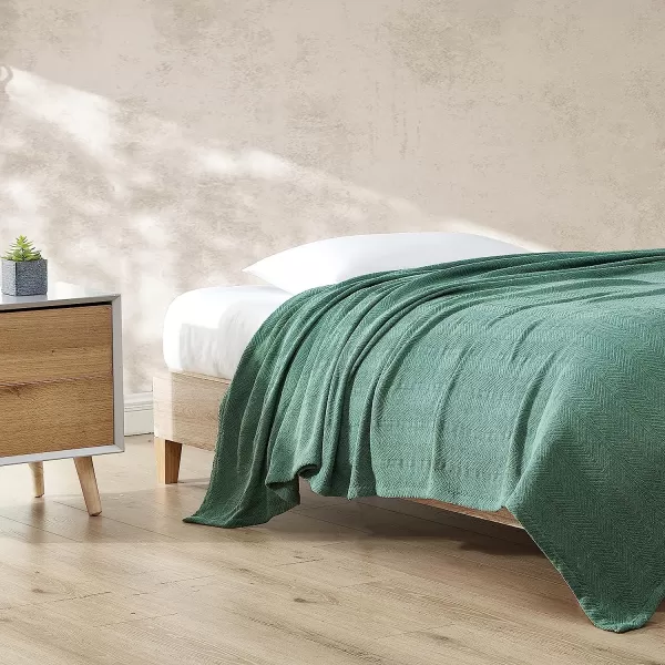 imageEddie Bauer  King Blanket Lightweight Cotton Bedding Home Decor for All Seasons Herringbone Chrome KingKing Green