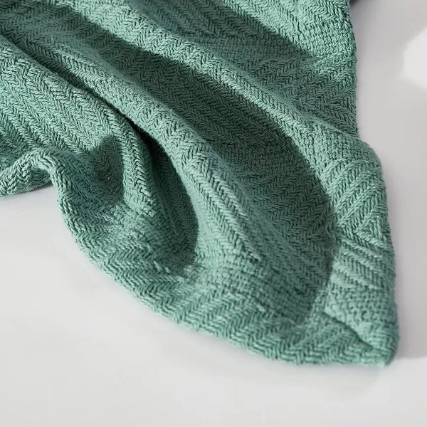 imageEddie Bauer  King Blanket Lightweight Cotton Bedding Home Decor for All Seasons Herringbone Chrome KingKing Green