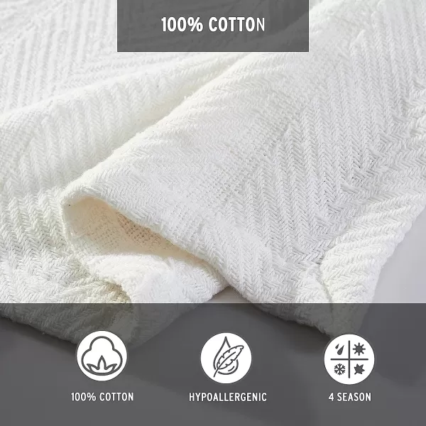 imageEddie Bauer  King Blanket Lightweight Cotton Bedding Home Decor for All Seasons Herringbone Chrome KingKing Offwhite