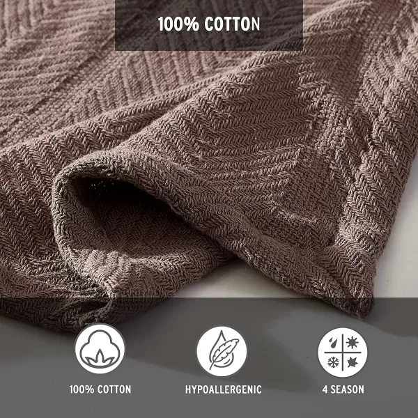 imageEddie Bauer  King Blanket Lightweight Cotton Bedding Home Decor for All Seasons Herringbone Chrome KingQueen Mushroom