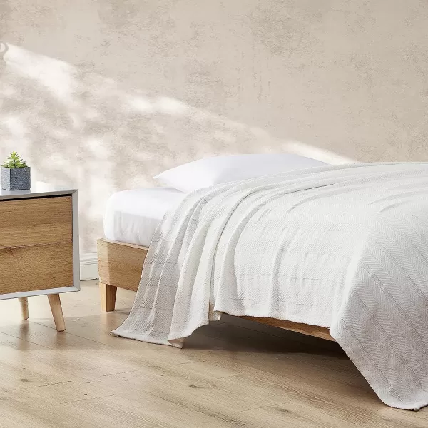 imageEddie Bauer  King Blanket Lightweight Cotton Bedding Home Decor for All Seasons Herringbone Chrome KingQueen Offwhite