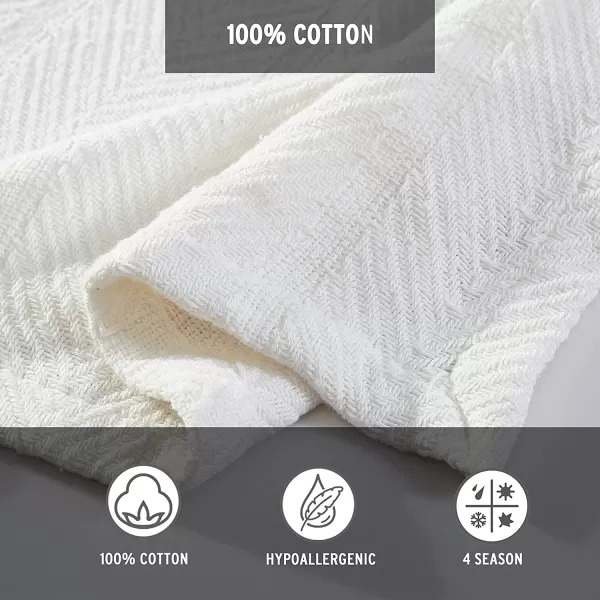 imageEddie Bauer  King Blanket Lightweight Cotton Bedding Home Decor for All Seasons Herringbone Chrome KingQueen Offwhite
