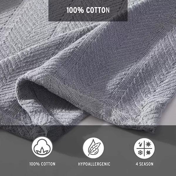 imageEddie Bauer  King Blanket Lightweight Cotton Bedding Home Decor for All Seasons Herringbone Chrome KingTwin Chrome