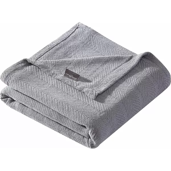 imageEddie Bauer  King Blanket Lightweight Cotton Bedding Home Decor for All Seasons Herringbone Chrome KingTwin Chrome
