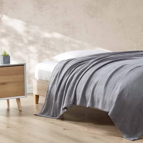 imageEddie Bauer  King Blanket Lightweight Cotton Bedding Home Decor for All Seasons Herringbone Chrome KingTwin Chrome