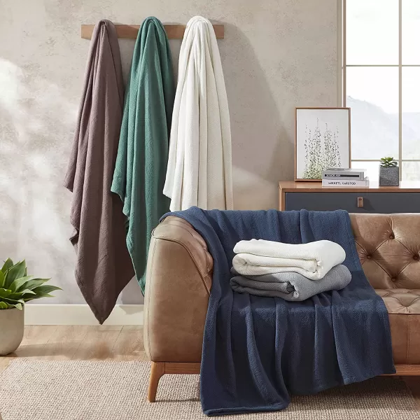 imageEddie Bauer  King Blanket Lightweight Cotton Bedding Home Decor for All Seasons Herringbone Chrome KingTwin Chrome
