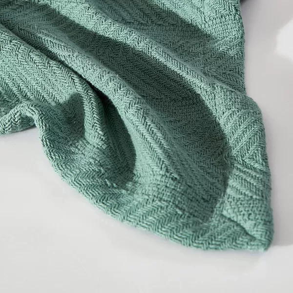 imageEddie Bauer  King Blanket Lightweight Cotton Bedding Home Decor for All Seasons Herringbone Chrome KingTwin Green