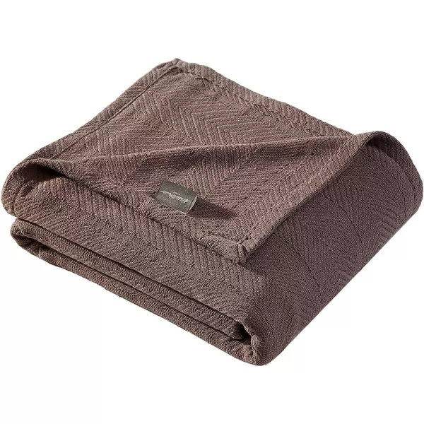 imageEddie Bauer  King Blanket Lightweight Cotton Bedding Home Decor for All Seasons Herringbone Chrome KingTwin Mushroom