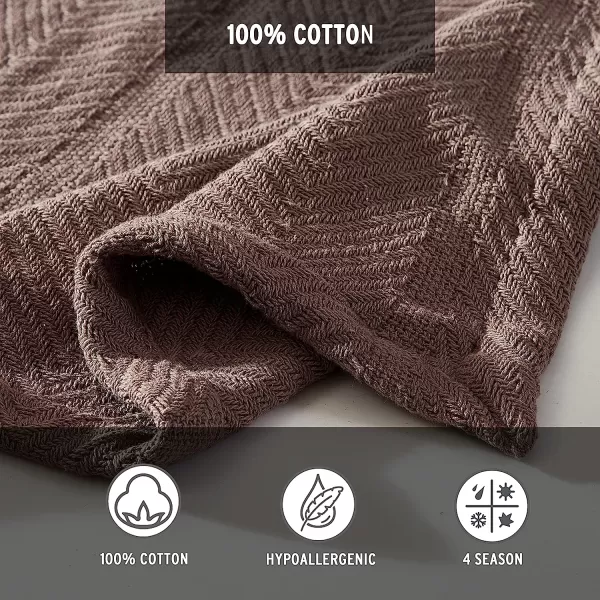 imageEddie Bauer  King Blanket Lightweight Cotton Bedding Home Decor for All Seasons Herringbone Chrome KingTwin Mushroom