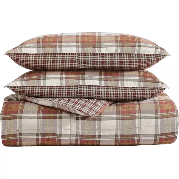 imageEddie Bauer  King Duvet Cover Set Reversible Cotton Bedding with Matching Shams Stylish Home Decor for All Seasons Edgewood Red KingRed