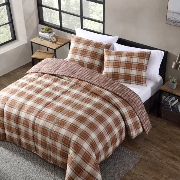 imageEddie Bauer  King Duvet Cover Set Reversible Cotton Bedding with Matching Shams Stylish Home Decor for All Seasons Edgewood Red KingRed