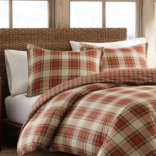 imageEddie Bauer  King Duvet Cover Set Reversible Cotton Bedding with Matching Shams Stylish Home Decor for All Seasons Edgewood Red KingRed