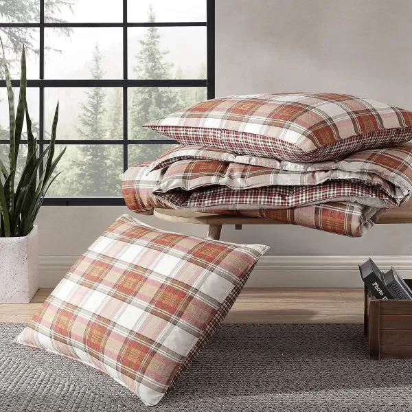 imageEddie Bauer  King Duvet Cover Set Reversible Cotton Bedding with Matching Shams Stylish Home Decor for All Seasons Edgewood Red KingRed