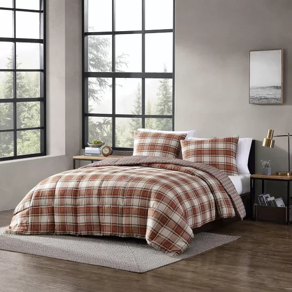 imageEddie Bauer  King Duvet Cover Set Reversible Cotton Bedding with Matching Shams Stylish Home Decor for All Seasons Edgewood Red KingRed