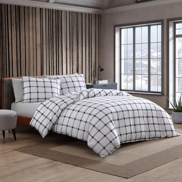 imageEddie Bauer  King Duvet Cover Set Soft Cotton Bedding with Matching Shams Modern Plaid Home Decor Bunkhouse Charcoal KingCharcoal King