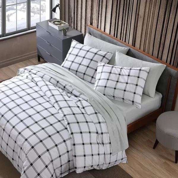 imageEddie Bauer  King Duvet Cover Set Soft Cotton Bedding with Matching Shams Modern Plaid Home Decor Bunkhouse Charcoal KingCharcoal Queen