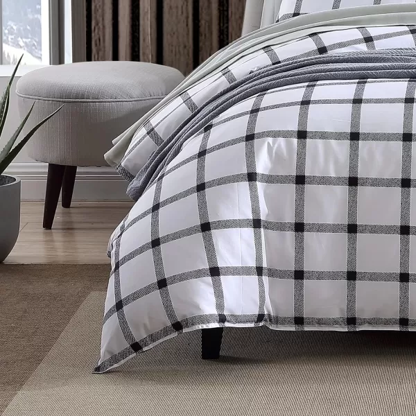 imageEddie Bauer  King Duvet Cover Set Soft Cotton Bedding with Matching Shams Modern Plaid Home Decor Bunkhouse Charcoal KingCharcoal Queen