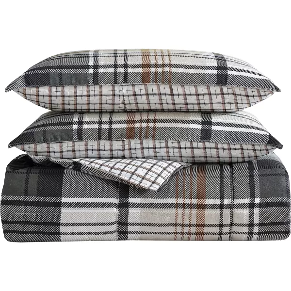 imageEddie Bauer  Queen Comforter Set Plaid Reversible Bedding Stylish amp Warm Home Decor Normandy Grey QueenGreyWhiteBeigeKing