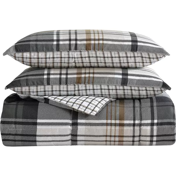 imageEddie Bauer  Queen Comforter Set Plaid Reversible Bedding Stylish amp Warm Home Decor Normandy Grey QueenGreyWhiteBeigeTwin