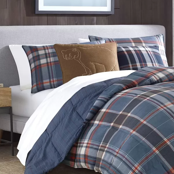 imageEddie Bauer  Queen Comforter Set Reversible Down Alt Bedding with Matching Shams Home Decor for Colder Months Shasta Lake Navy QueenQueen
